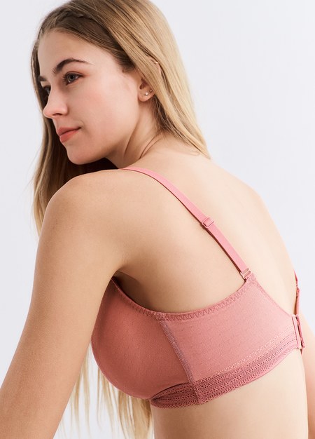 法式蕾絲抗菌月子內衣-深粉3