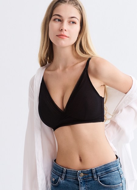 法式蕾絲抗菌月子內衣-黑色4