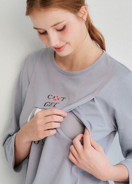 迪士尼維尼小豬孕哺居家服組-藍紫2