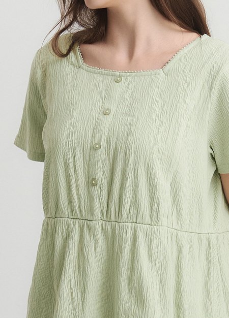 棉質泡泡孕哺居家服組-果綠4