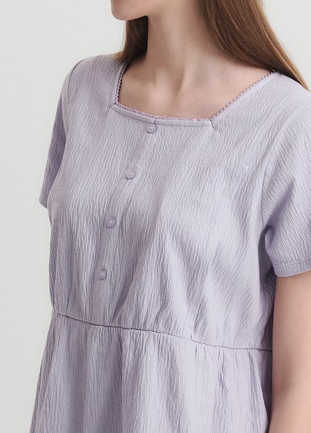 棉質泡泡孕哺居家服組-淺紫4