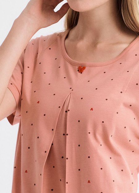 點點米奇莫代爾孕哺居家洋裝-粉橘4