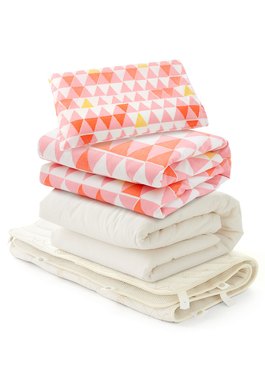 調溫抗菌透氣睡袋全組-幾何三角(涼被+厚被+床墊3件組)