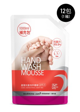 蘆薈抗菌洗手慕斯(1000ml補充包)12包/箱 箱購 - 