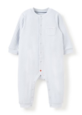 BABY百褶羅紋長袖連身衣 - 淺灰