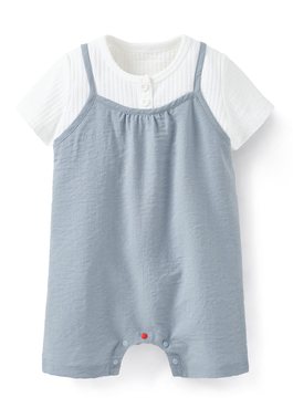 BABY假兩件連身包屁衣 - 灰藍