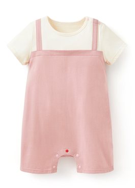 BABY假兩件吊帶連身包屁衣 - 淺粉