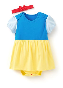 BABY迪士尼白雪公主造型包屁洋裝(附髮帶) - 藍色