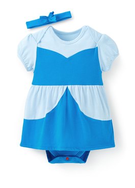 BABY迪士尼公主造型包屁洋裝(附髮帶) - 藍色