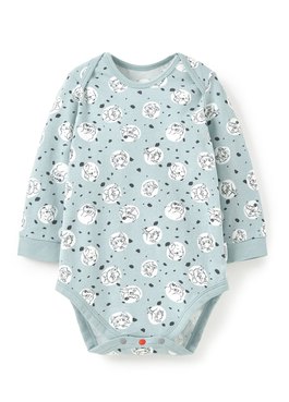 BABY迪士尼Q彈棉質長袖包屁衣-點點貓狗