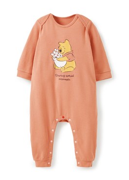 BABY迪士尼蓄熱保溫長袖連身衣-小熊維尼 - 橘色