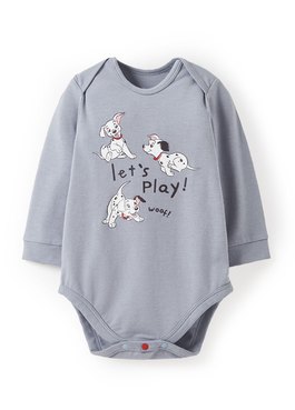 BABY迪士尼蓄熱保溫長袖包屁衣-101忠狗 - 灰藍