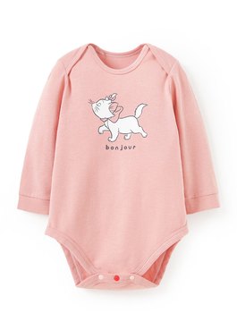 BABY迪士尼蓄熱保溫長袖包屁衣-瑪麗貓 - 深粉
