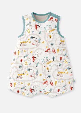 抗菌防踢被(薄款0-24M)釦子款-森林碰碰車