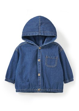 BABY牛仔連帽外套 - 深藍