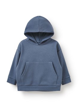 BABY棉質連帽寬鬆上衣 - 灰藍