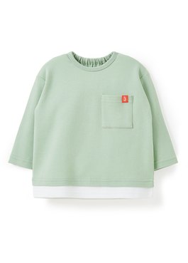 BABY假兩件長袖T恤 - 淺綠