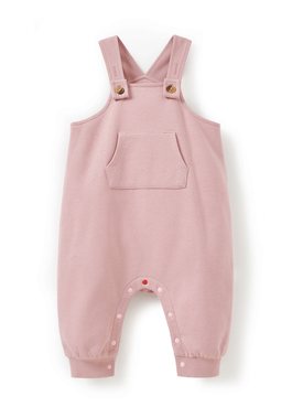 BABY棉質連身吊帶褲 - 淺粉
