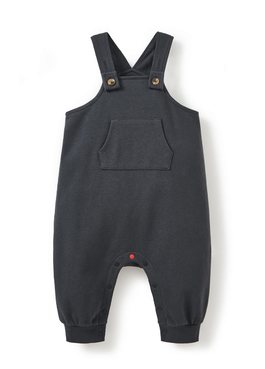 BABY棉質連身吊帶褲 - 深灰