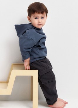 BABY棉質工作束口褲 - 深灰