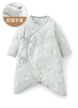新生兒Q彈棉質蝴蝶衣-刺蝟寶寶 - 灰藍