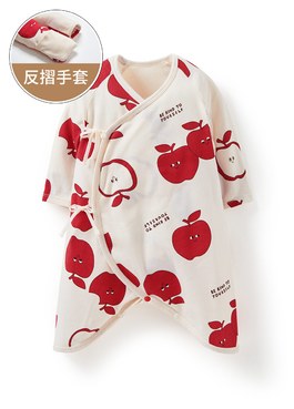 新生兒 Q彈棉質蝴蝶衣-蘋果 - 淺棕