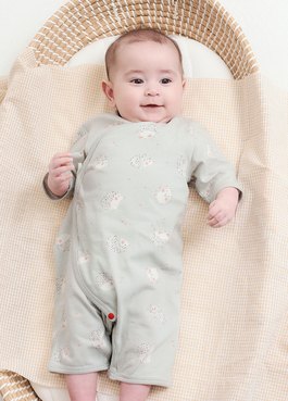 新生兒短袖連身包屁衣-刺蝟寶寶 - 灰藍