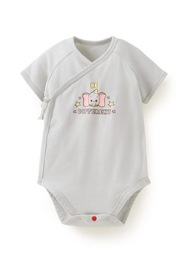 新生兒迪士尼Q彈棉質包屁衣-小飛象 - 灰藍