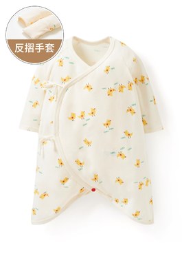 新生兒Q彈棉質蝴蝶衣-小雞 - 米色