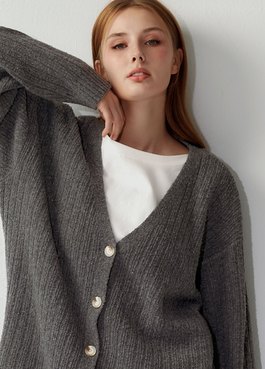 V領開襟孕哺針織衫(兩穿) - 深灰