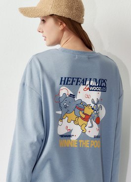 迪士尼小熊維尼長版孕哺上衣 - 淺藍