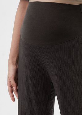  垂墜細褶直筒孕婦寬褲 - 深灰