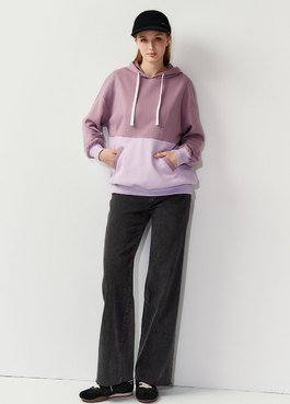 俐落修身牛仔孕婦寬褲 - 黑色