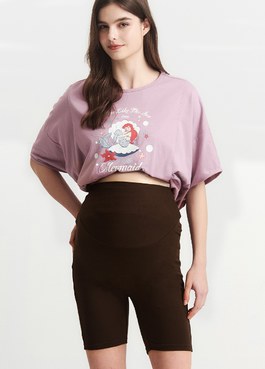 超彈舒適五分瑜珈孕婦褲 - 深棕